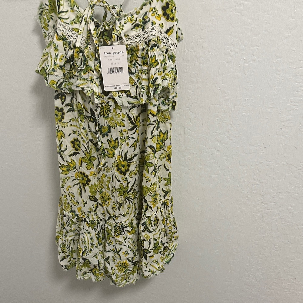 Free People Green and Yellow Floral Blouse